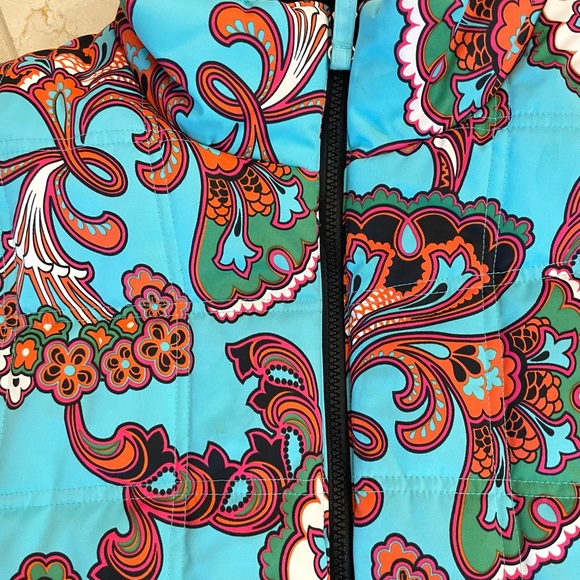 Marker Turquoise Red Floral Pattern Puffer Vest Size 8 - Picture 7 of 14